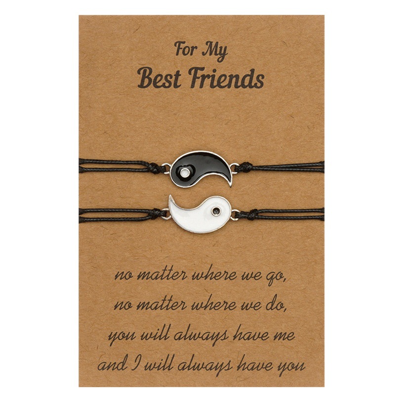 Youpu's Best-Selling Card Bracelet Is Exclusively Available for Cross-Border Sales, Featuring Black and White Yin-Yang Bracelets, Ethnic Retro Alloy Bagua Tai Chi Bracelets