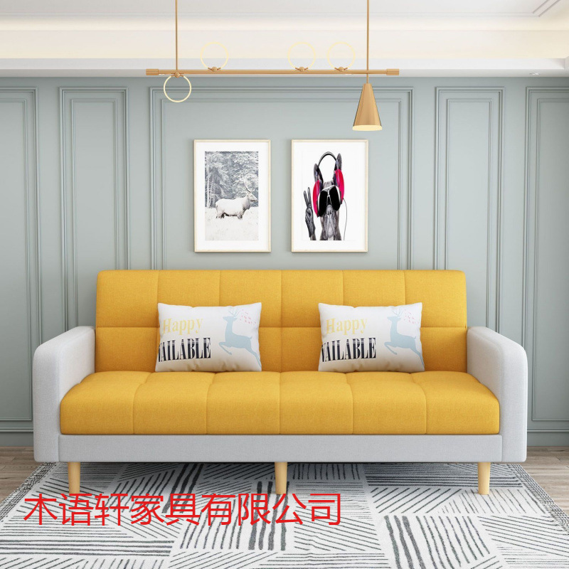 Apartment single/double sofa, small apartment sofa, foldable sofa bed, simple modern fabric sofa for rental housing, living room