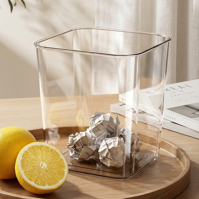 Transparent Trash Can with a Stylish Design for Kitchen, Office, Bedroom, Living Room, Home, Bathroom, Toilet, and Desktop Use Transparent Trash Can with a Stylish Design for Kitchen, Office, Bedroom, Living Room, Home, Bathroom, Toilet, and Desktop Use
