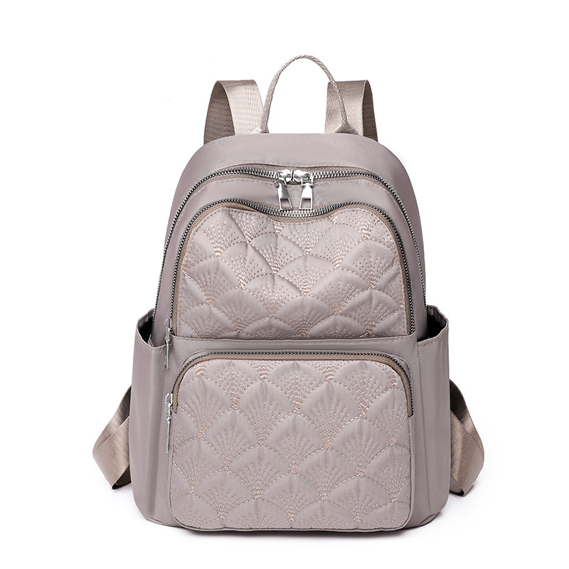 2023 nueva mochila de nailon para mujer coreana, mochila de viaje ligera al aire libre bordada de moda, mochila escolar para estudiantes de secundaria