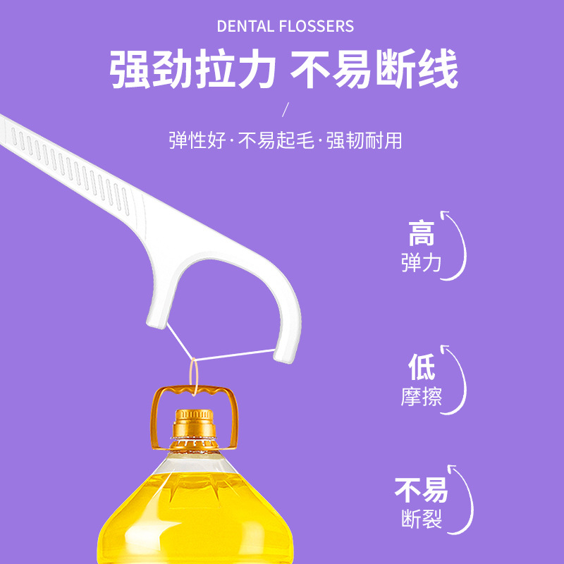 Colorful floss with independent packaging, disposable floss sticks, plastic toothpicks, hotel and catering single floss, wholesale