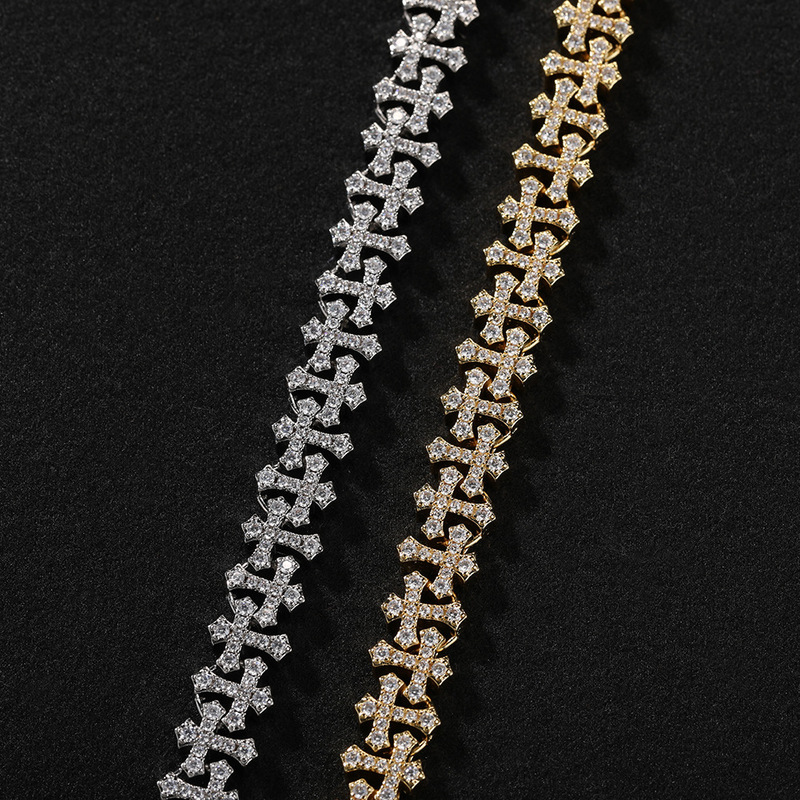 European and American New Style Cross Chain with Full Zircon Inlay, Ins-Style Rhinestone Clothing Accessories for Men and Women, Shiny Cross Chain Wholesale European and American New Style Cross Chain with Full Zircon Inlay, Ins-Style Rhinestone Clothing Accessories for Men and Women, Shiny Cross Chain Wholesale