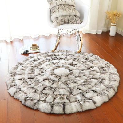 American Luxury Fox Fur Carpet Car Carpet - blue-fox-natural-fox-fur-approximately-48cm-in-diameter-cushion