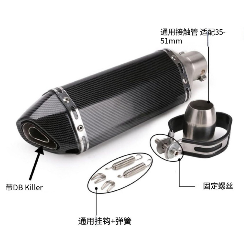 Motorcycle modified exhaust pipe for Kawasaki sportbike, full imitation large hexagonal exhaust, Scorpio stainless steel dual half blue large hexagonal
