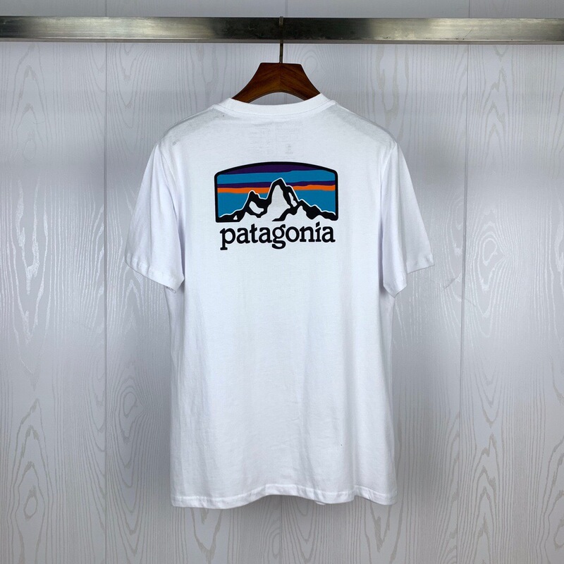 European and American Patagonia Logo Short-Sleeved T-Shirts Wholesale Trendy Brand New Summer Round-Neck Shirts for Men and Women