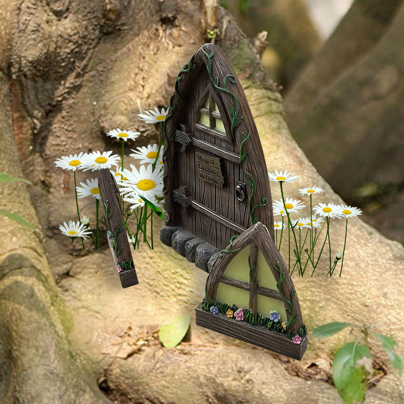 Elf Luminous Door and Window Ornaments  Creative Decoration Garden Desktop Resin Crafts  New Handmade