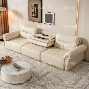 Fan Yi First-Layer Cowhide First-Class Space Electric Cabin Multi-Functional Leather Sofa Bed Living Room Automatic Retractable Sofa