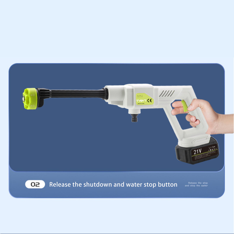 Cross-Border High-Pressure Car Wash Water Gun, Rechargeable Portable Lithium Battery Water Gun, High-Power Electric Display Water Gun, Cleaning Machine, Flower Watering Tool