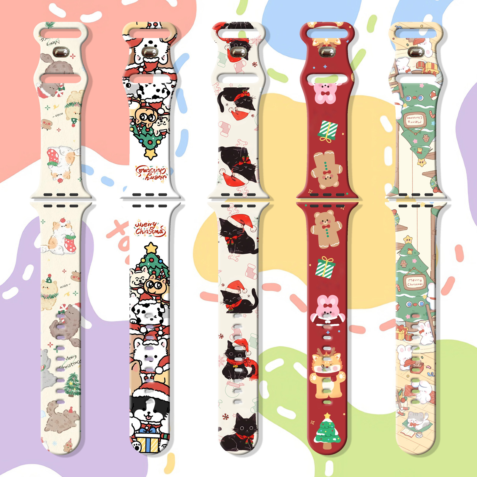 Christmas Printed Watch Strap Is Suitable for Fitbit Versa 4Th Generation Apple iWatch S11/S10 Samsung Watches