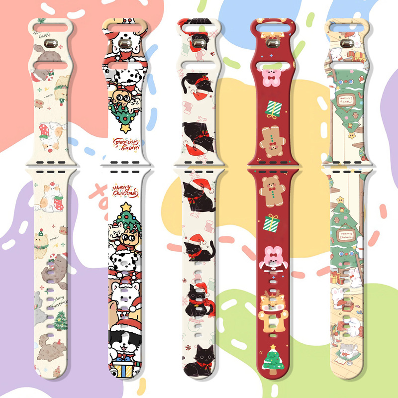 Christmas Printed Watch Strap Is Suitable for Fitbit Versa 4Th Generation Apple iWatch S11/S10 Samsung Watches