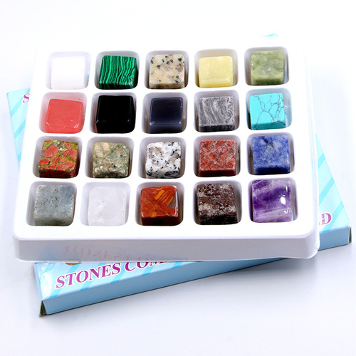 Semi-precious crystal, amorphous cubic granules, synthetic mixed 20 pieces, chilled ice whiskey ice wine stones, assorted mineral stones
