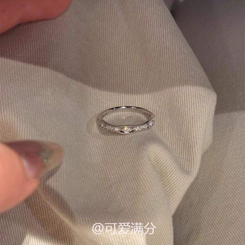 Micro-Paved Zircon Hollow Ring Korean Style Cool and Sparkling Versatile Index Finger Ring