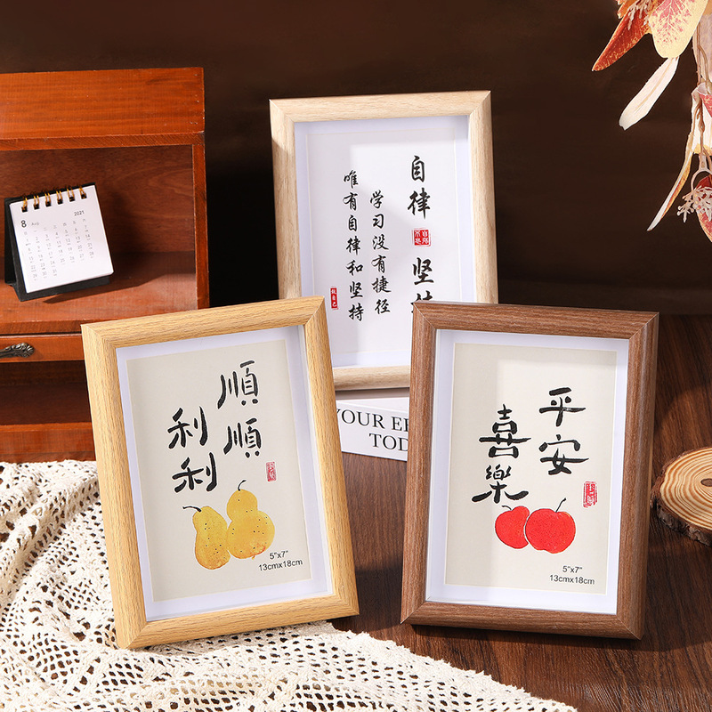High-End Wooden Hollow Stereo Photo Frame Decorative Table 6inch 8inch Photo Frame A4 Wall Hanging Calligraphy Calligraphy Picture Frame