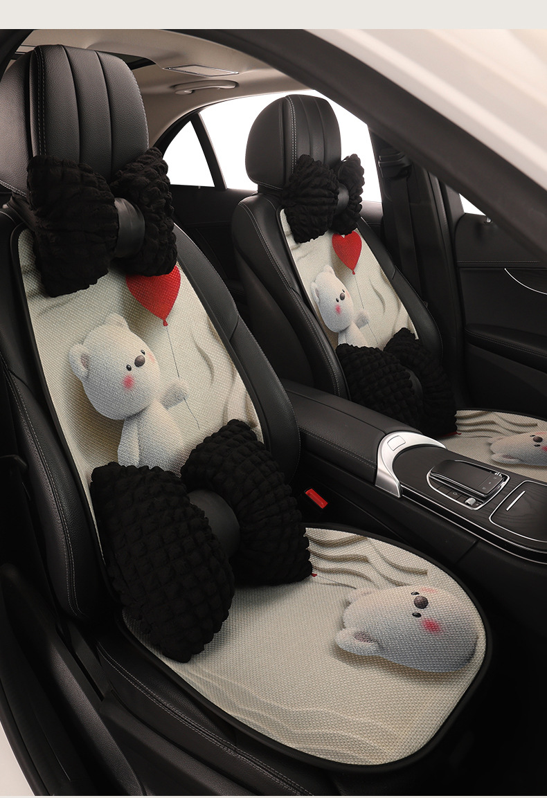 New Cartoon Car Seat Cushion, Cute Cushion, Universal Seat Cushion for Five Seats in All Seasons, Breathable and Stain-Resistant, Car Interior Decoration