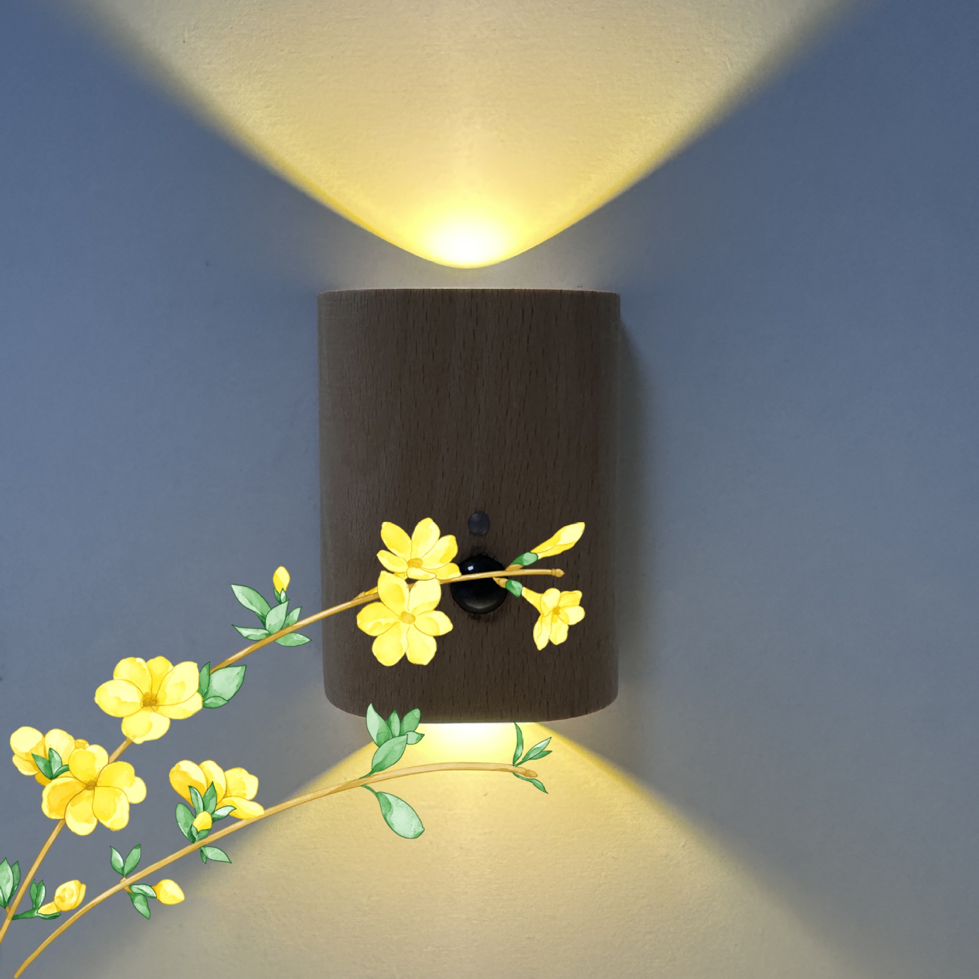 Palo de madera, conexión de madera maciza, lámpara de pared con sensor, hogar simple, ambiente de sensor humano transfronterizo, luz nocturna infrarroja, regalo