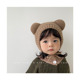 South Korea ins baby hat cute super cute Internet celebrity 6 months spring and autumn men and women baby pullover wool hat ear protection hat