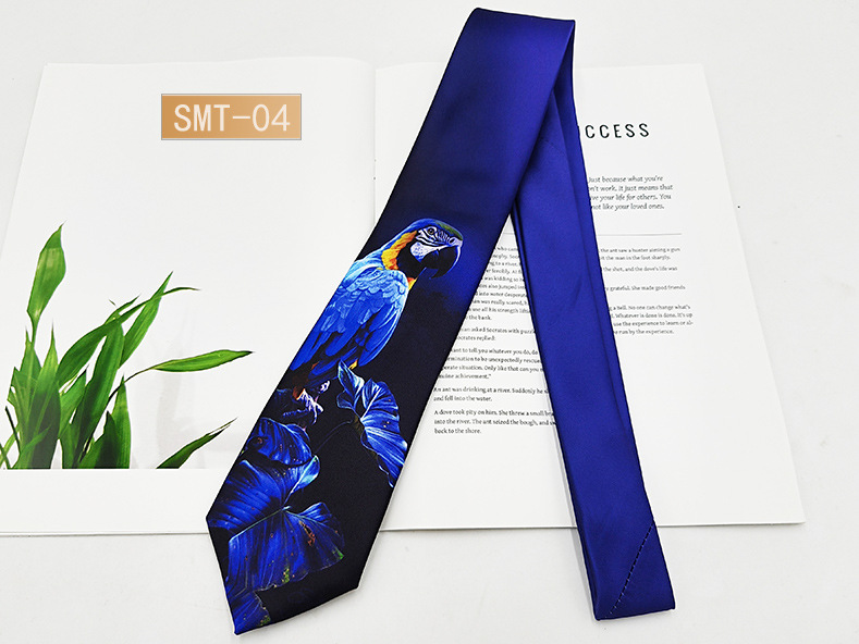 Fabricante spot impresión digital corbata de hombre estilo de Hong Kong moda retro casual animal divertido hecho a mano estilo 8cm