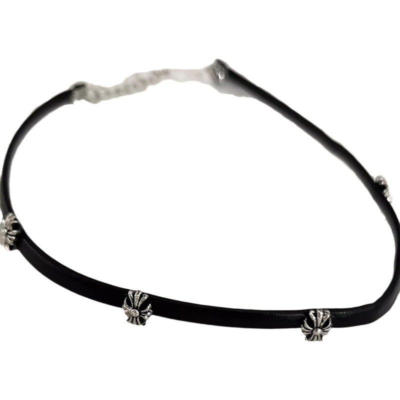Sweet cool style cross collar women's black leather necklace niche design all-match necklace fine choker clavicle chain