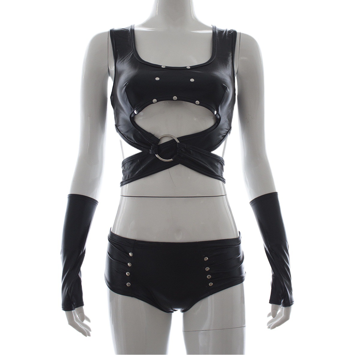 Tienda de fábrica lencería sexy charol medias Catwoman caliente Ropa de baile tubo de acero ropa de rendimiento de las mujeres ropa de la Reina dorada