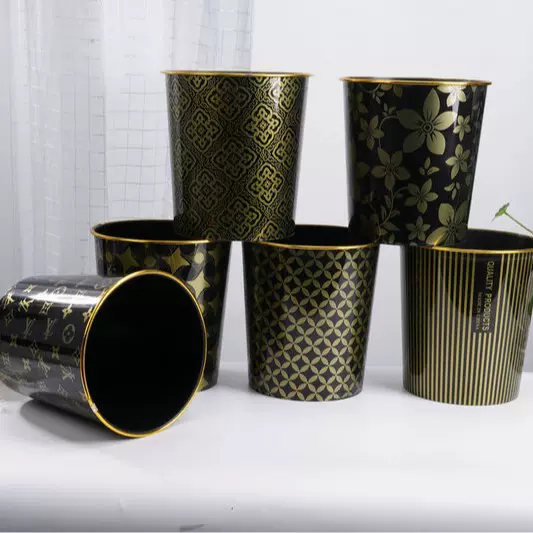 简约居家垃圾桶无盖压圈贴花垃圾篓卫生间客厅厨房垃圾收桶