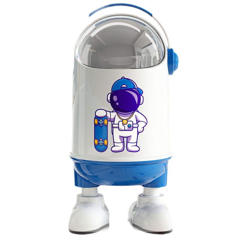 ゴミ箱宇宙飛行士漫画スイング蓋収納バケツリビングルームの装飾品ステーションフットクリーニングバケツ子供の寝室の衛生バケツ|undefined