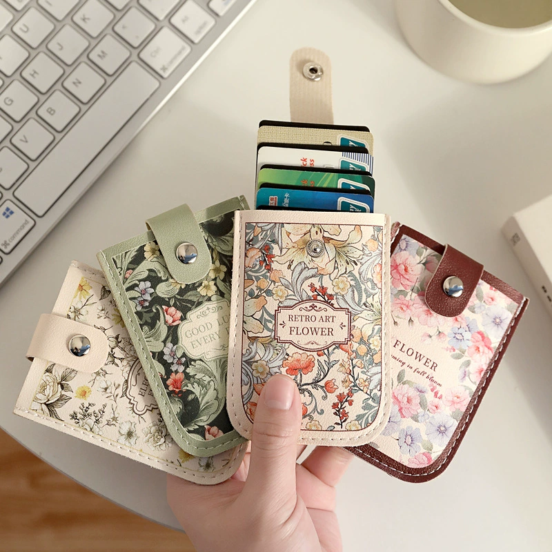 Card holder retro small ultra-thin cartoon design, compact multi-pattern card wallet