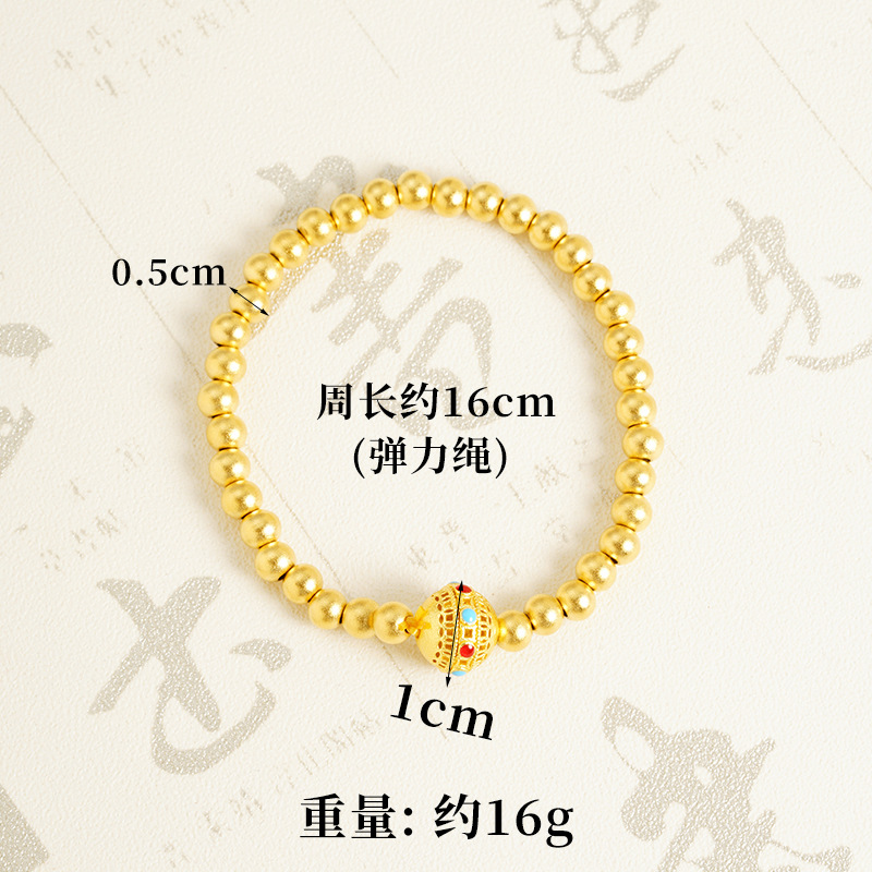 Nuevos productos de oro de arena vietnamita cuerda elástica cuerdas de cuentas de brazalete de bordado para hombres y mujeres, joyas de estilo chino que no se desvanecen