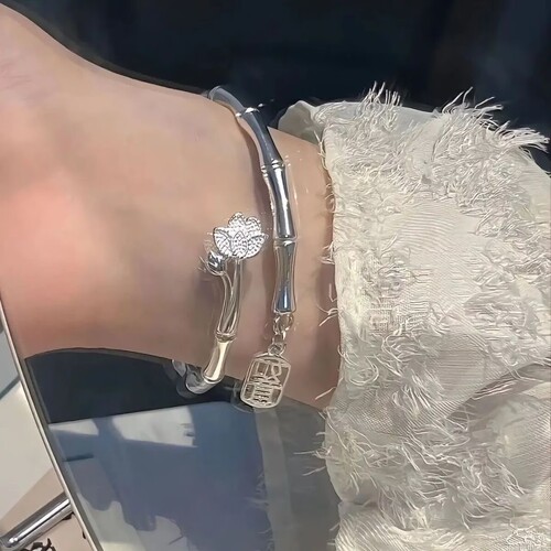 Safe Bamboo Lotus Women's Light Luxury High-End Adjustable Bracelet for Best Friend or Girlfriend's Birthday Gift, Unique Design