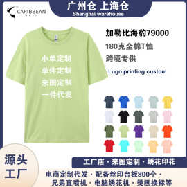 79000加勒比海跨境180克t恤男纯棉纯色男士短袖广告衫定制印logo