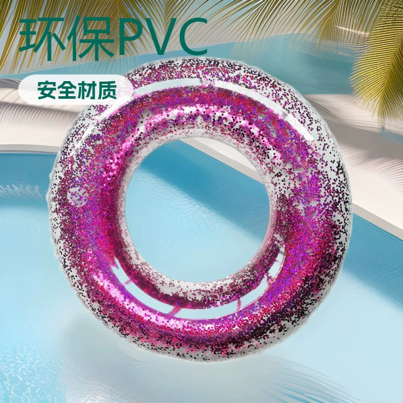 Надувной прозрачный круг для плавания из ПВХ, надувной круг для плавания с пайетками из ПВХ, производство и изготовление на заказ кругов для бассейнов