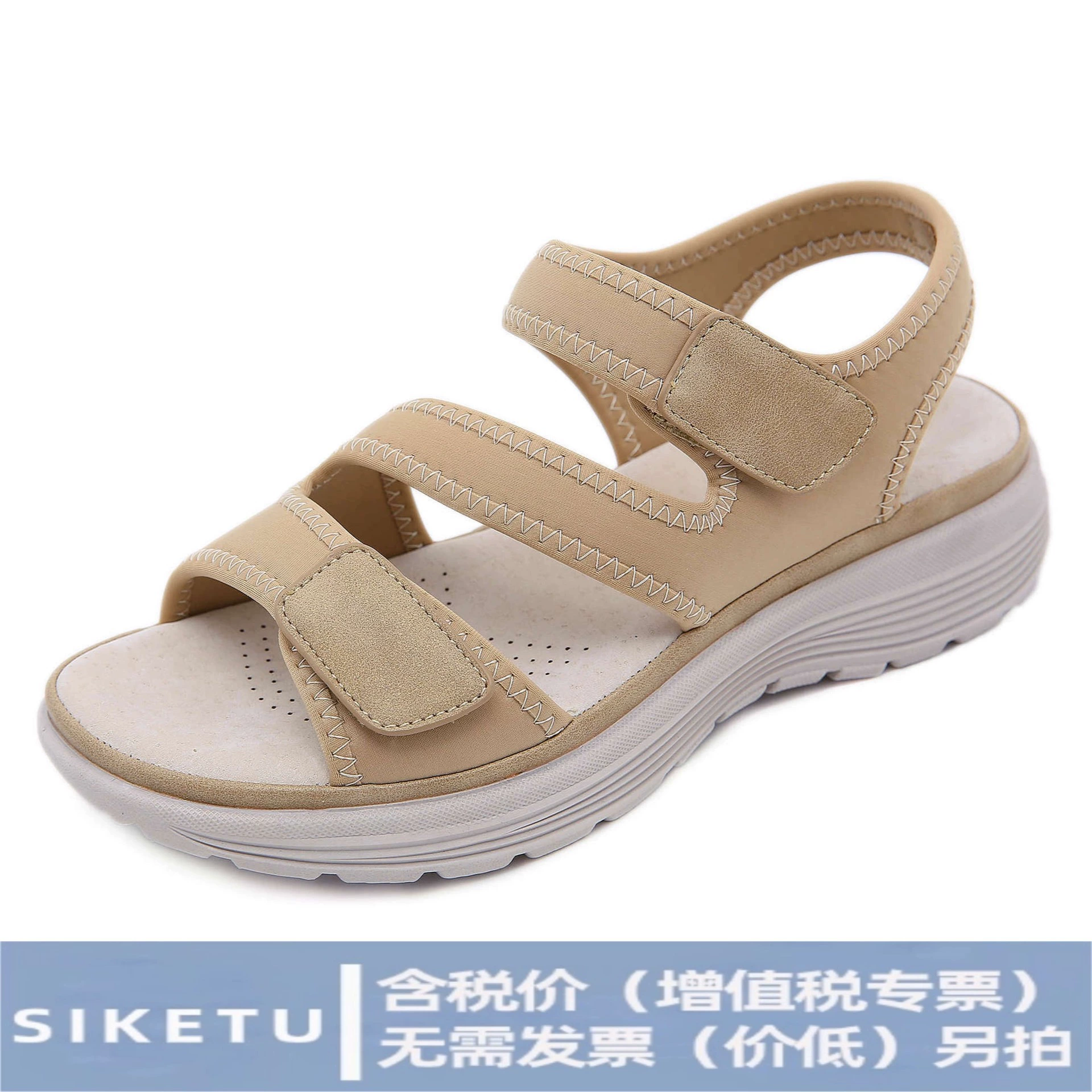 Лето 2025, новые стильные женские сандалии из натуральной кожи, спортивные туфли на танкетке, легкие женские тапочки большого размера на липучке, Прямая доставка