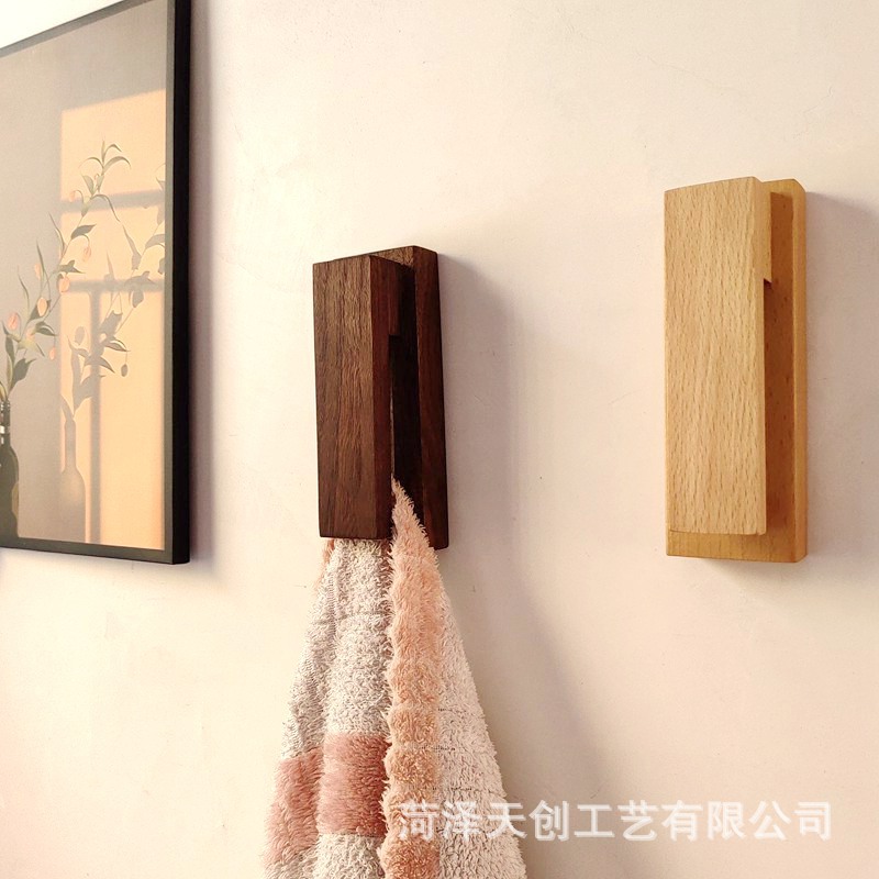 Toalla de madera gancho de baño sin golpes hogar fuerte adhesivo colgante de pared ropa gancho oculto gancho de ropa de madera