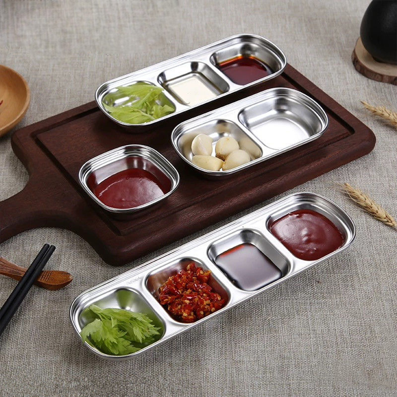 304 스테인리스 한국식 소스 종지 분할 양념 접시 업소용 훠궈 고기구이 골