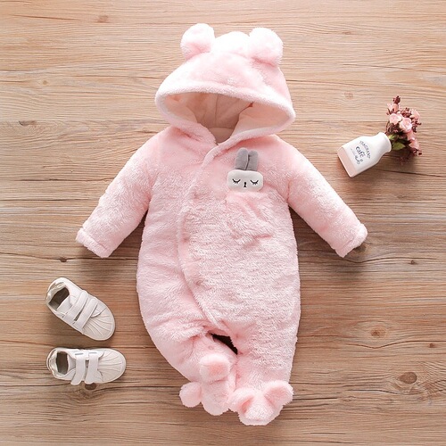  Foreign Trade Children's Clothing Korean Style Toddler Winter Wear Baby Thickened Warm Romper Cartoon Rabbit Infant Toddler Jumpsuit