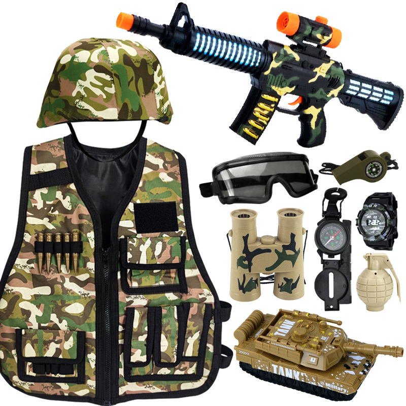 Children's Military Toy Set Military Fan Special Forces Sound and Light Gun Tank Vest Helmet Cosplay Role-Playing Equipment Children's Military Toy Set Military Fan Special Forces Sound and Light Gun Tank Vest Helmet Cosplay Role-Playing Equipment