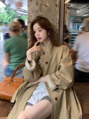 都市浪漫~英伦风垂感宽松显瘦风衣外套女小个子休闲大衣卡其色