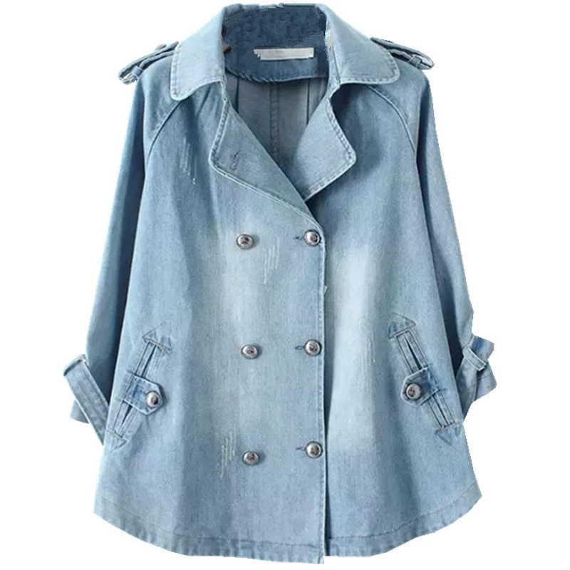 A-версия плаща джинсовая куртка для женщин топ осень-осень 2025 новый тонкий летний свободный плащ большого размера