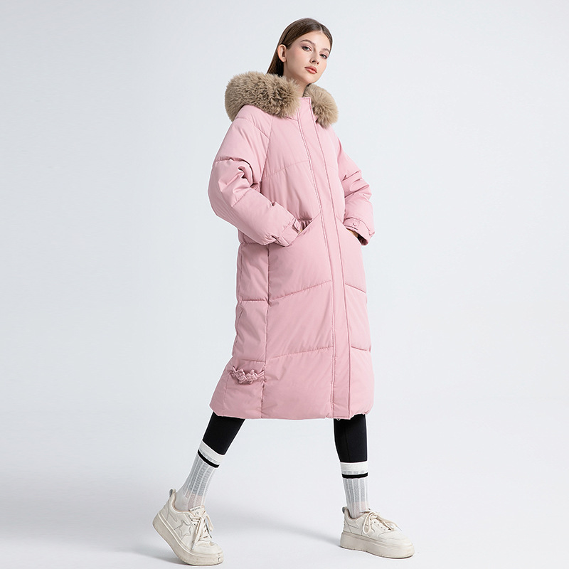 Parka oversized de damă cu glugă din blană artificială și șnur_voghion.com