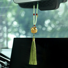 中国风文创沙金招财猫车载挂件朱砂手串汽车后视镜流苏挂饰礼品