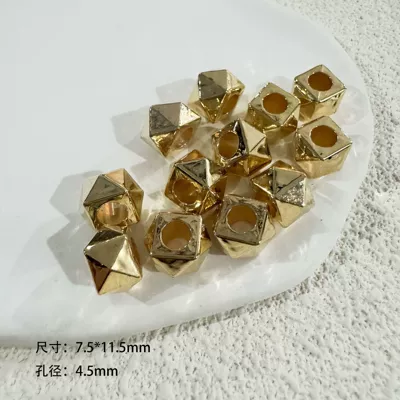 Plastic CCB multi-sided cube rhombus spacer beads geometric perforated cross-border DIY handmade jewelry bracelet necklace accessories (Zərgərlik ara hissələri) - 75mm115mm-gold-300-pcspack