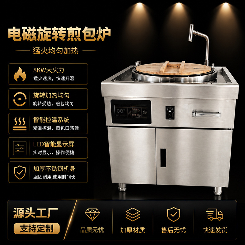 电磁旋转煎包炉 全自动水煎包摆摊煎饺锅灶锅贴机 商用旋转煎包炉