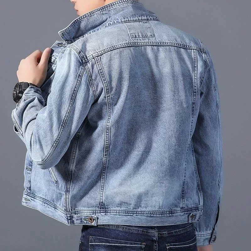 Синяя джинсовая демисезонная куртка для отдыха, корейский стиль, slim fit