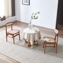 简约设计藤编靠背餐椅北欧风格家用真藤椅子实木餐厅椅极简休闲椅