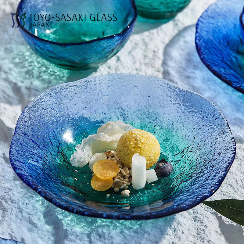 Japanese Imported Toyo Sasaki Salad Bowl Coral Sea Series Dinner Plate Japanese Style Fresh Glass Tableware