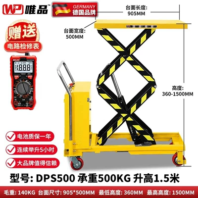 Platform Cart Scissor-Type Foldable: Avtomobil fırlanan platformaları - electric-500kg-lifting-15m-80ah-power-battery