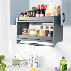 Wholesale kitchen top cabinet pull basket wall cabinet lifting cabinet pull-down kitchen cabinet hanging basket bowl rack damping seasoning