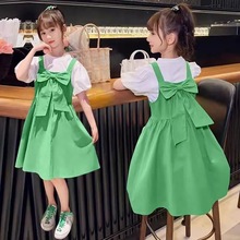 女童夏装连衣裙新款时尚韩版洋气儿童夏季背带裙套装中大童公主裙