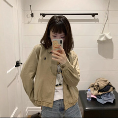 【原版原标可扫码】RL拉夫劳伦夹克外套青花撞色翻领拉链短款女