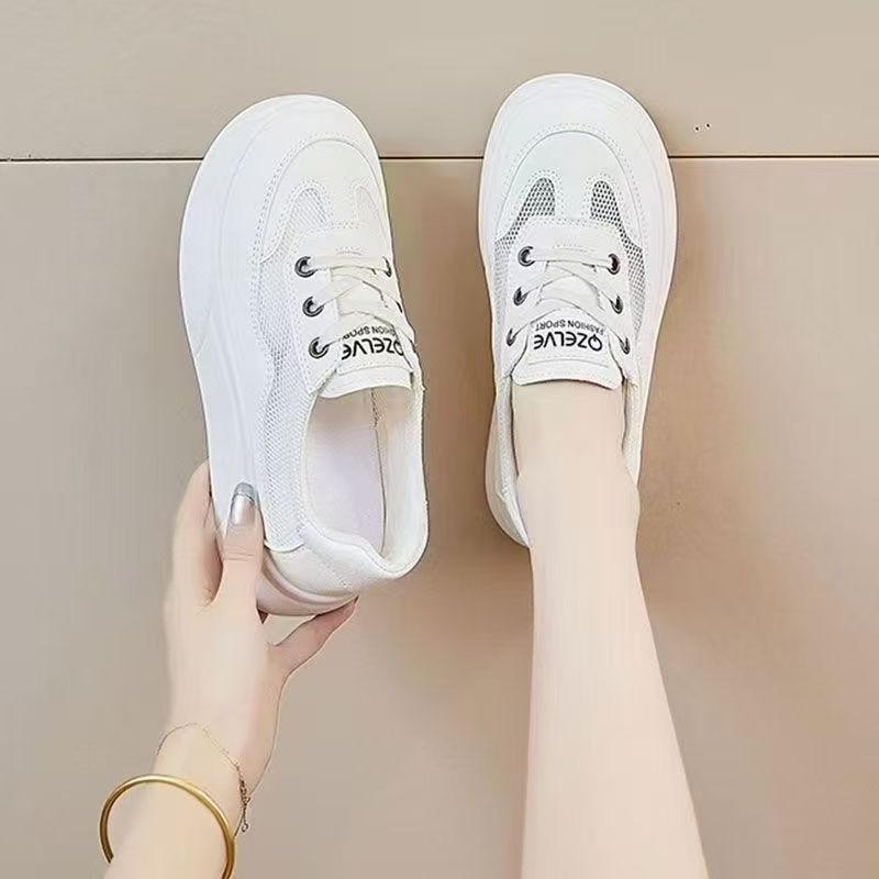 Zapatos blancos de verano en línea, zapatos transpirables de mujer, cómodos y flexibles, zapatos de skate de viaje ocio deportivos ligeros