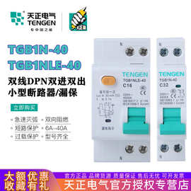 天正 TGB1N-40双进双出空气开关DPN双线断路器1P+N家用漏电保护器